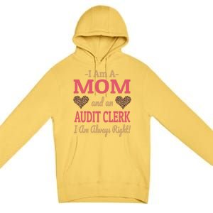 Audit Clerk Mom Leopard Print Hearts Funny Saying Gift Premium Pullover Hoodie