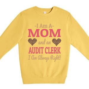 Audit Clerk Mom Leopard Print Hearts Funny Saying Gift Premium Crewneck Sweatshirt