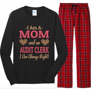 Audit Clerk Mom Leopard Print Hearts Funny Saying Gift Long Sleeve Pajama Set