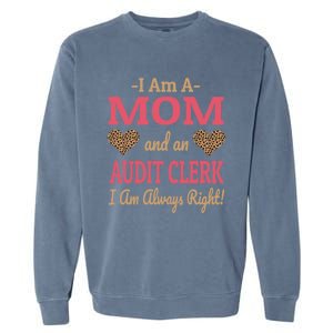 Audit Clerk Mom Leopard Print Hearts Funny Saying Gift Garment-Dyed Sweatshirt