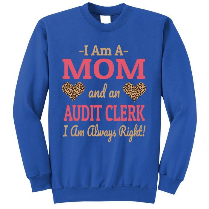 Audit Clerk Mom Leopard Print Hearts Funny Saying Gift Sweatshirt