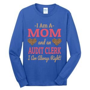 Audit Clerk Mom Leopard Print Hearts Funny Saying Gift Tall Long Sleeve T-Shirt