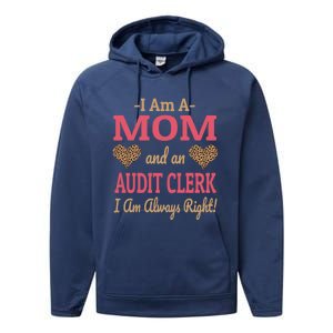 Audit Clerk Mom Leopard Print Hearts Funny Saying Gift Performance Fleece Hoodie