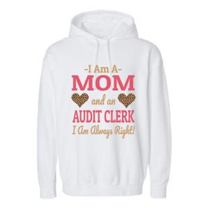 Audit Clerk Mom Leopard Print Hearts Funny Saying Gift Garment-Dyed Fleece Hoodie