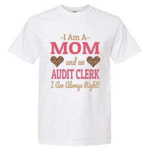 Audit Clerk Mom Leopard Print Hearts Funny Saying Gift Garment-Dyed Heavyweight T-Shirt