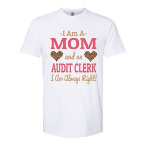 Audit Clerk Mom Leopard Print Hearts Funny Saying Gift Softstyle CVC T-Shirt