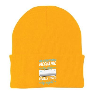 Air Conditioner Mechanic By Day Really Tired By Night Knit Cap Winter Beanie