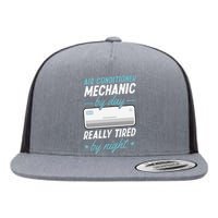 Air Conditioner Mechanic By Day Really Tired By Night Flat Bill Trucker Hat