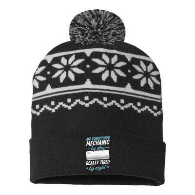 Air Conditioner Mechanic By Day Really Tired By Night USA-Made Snowflake Beanie