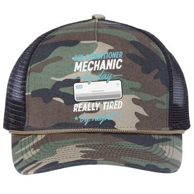 Air Conditioner Mechanic By Day Really Tired By Night Retro Rope Trucker Hat Cap