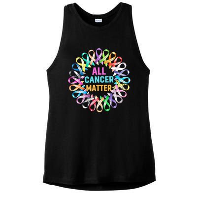 All Cancer Matter Colorful Ribbons Cancer Awareness Ladies PosiCharge Tri-Blend Wicking Tank