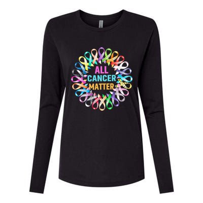 All Cancer Matter Colorful Ribbons Cancer Awareness Womens Cotton Relaxed Long Sleeve T-Shirt