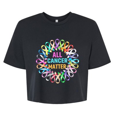 All Cancer Matter Colorful Ribbons Cancer Awareness Bella+Canvas Jersey Crop Tee