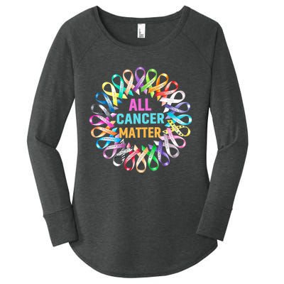 All Cancer Matter Colorful Ribbons Cancer Awareness Women's Perfect Tri Tunic Long Sleeve Shirt