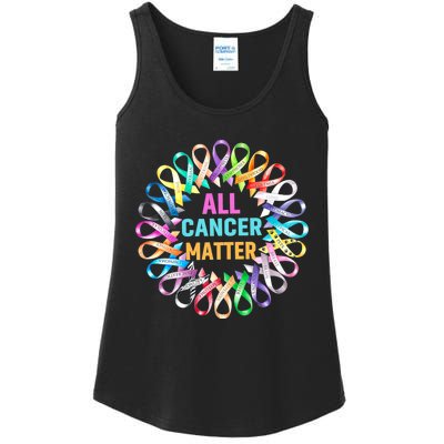 All Cancer Matter Colorful Ribbons Cancer Awareness Ladies Essential Tank