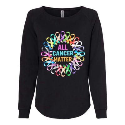 All Cancer Matter Colorful Ribbons Cancer Awareness Womens California Wash Sweatshirt