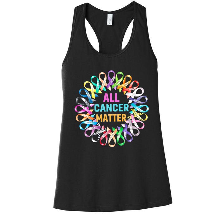 All Cancer Matter Colorful Ribbons Cancer Awareness Women's Racerback Tank