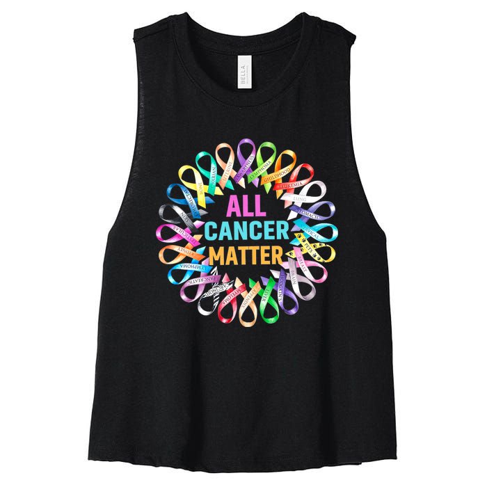 All Cancer Matter Colorful Ribbons Cancer Awareness Women's Racerback Cropped Tank