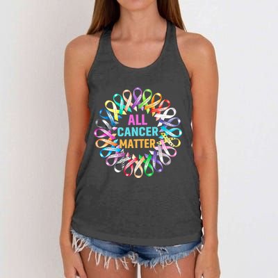 All Cancer Matter Colorful Ribbons Cancer Awareness Women's Knotted Racerback Tank