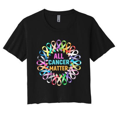 All Cancer Matter Colorful Ribbons Cancer Awareness Women's Crop Top Tee