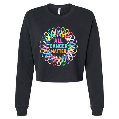 All Cancer Matter Colorful Ribbons Cancer Awareness Cropped Pullover Crew