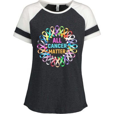 All Cancer Matter Colorful Ribbons Cancer Awareness Enza Ladies Jersey Colorblock Tee