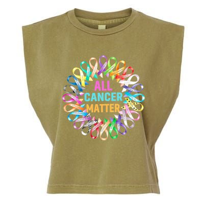 All Cancer Matter Colorful Ribbons Cancer Awareness Garment-Dyed Women's Muscle Tee