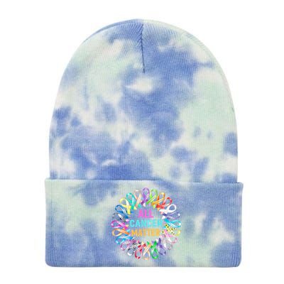 All Cancer Matter Colorful Ribbons Cancer Awareness Tie Dye 12in Knit Beanie