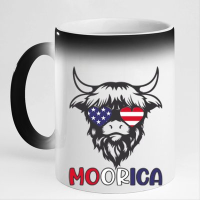 American Cow Moorica 4th Of July Meaningful Gift 11oz Black Color Changing Mug