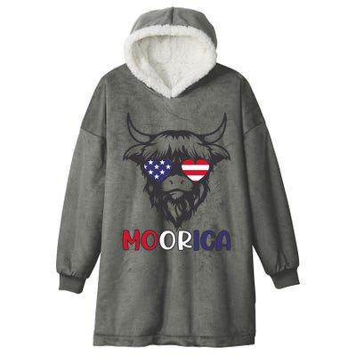 American Cow Moorica 4th Of July Meaningful Gift Hooded Wearable Blanket