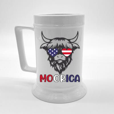 American Cow Moorica 4th Of July Meaningful Gift Beer Stein