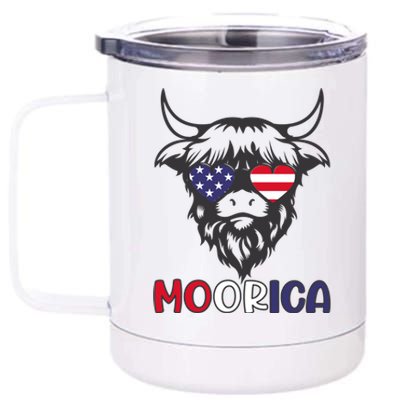 American Cow Moorica 4th Of July Meaningful Gift 12 oz Stainless Steel Tumbler Cup