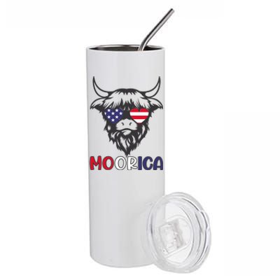 American Cow Moorica 4th Of July Meaningful Gift Stainless Steel Tumbler