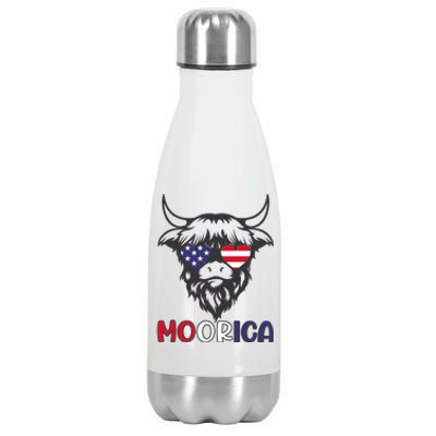 American Cow Moorica 4th Of July Meaningful Gift Stainless Steel Insulated Water Bottle