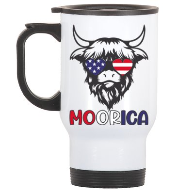 American Cow Moorica 4th Of July Meaningful Gift Stainless Steel Travel Mug