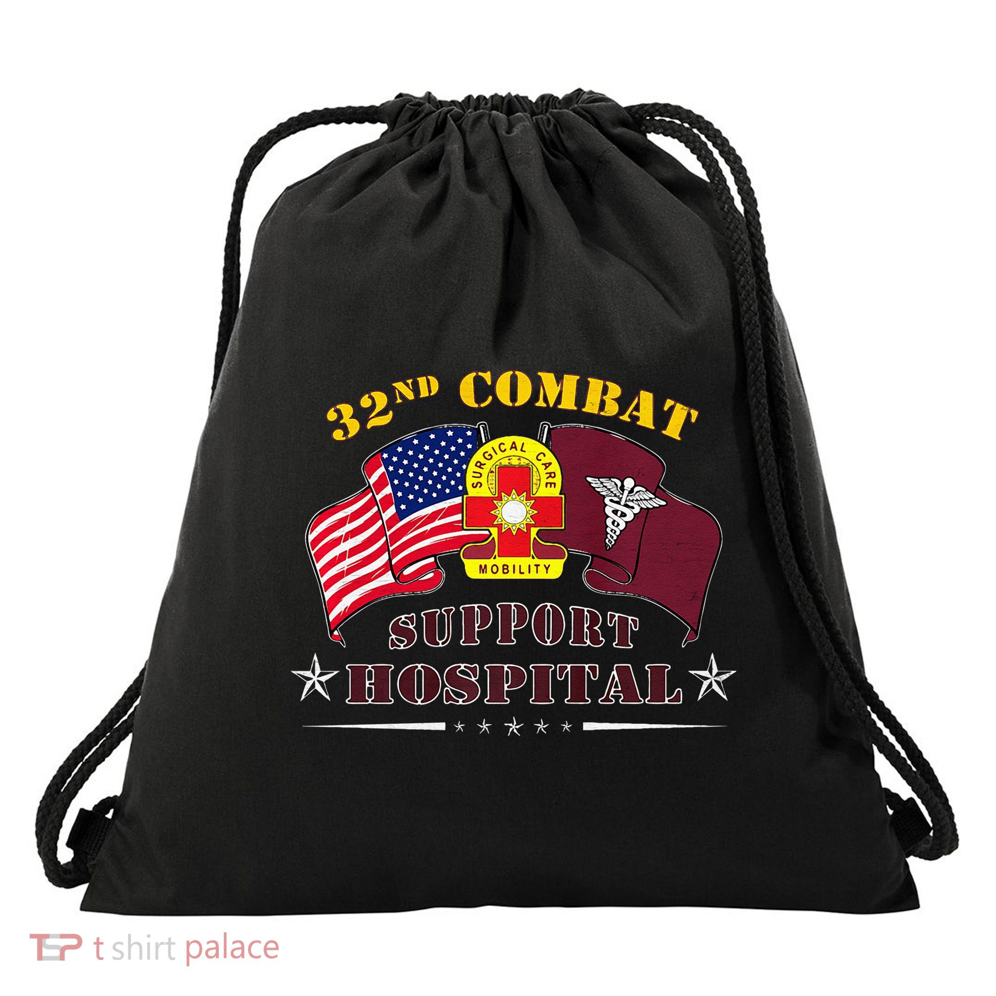 Army Combat Medic 32nd Combat Support Hospital Veteran Drawstring Bag