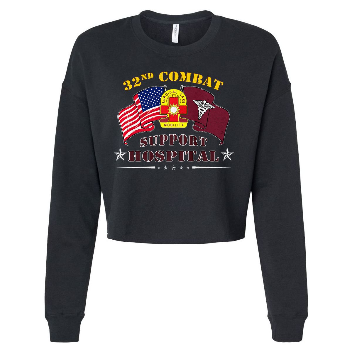 Army Combat Medic 32nd Combat Support Hospital Veteran Cropped Pullover Crew