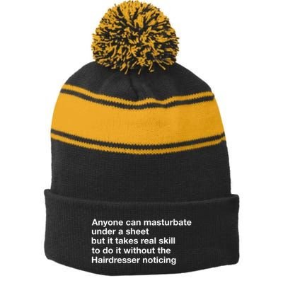 Anyone Can Masturbate Under A Sheet Stripe Pom Pom Beanie