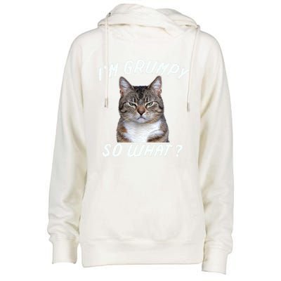 Angry Cat Meme I'm Grumpy So What Womens Funnel Neck Pullover Hood