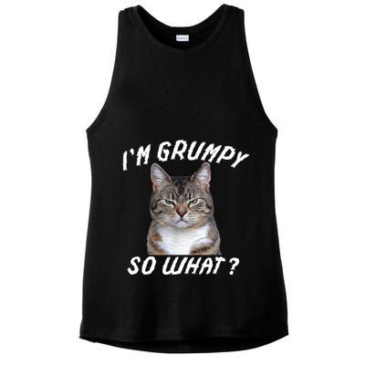 Angry Cat Meme I'm Grumpy So What Ladies PosiCharge Tri-Blend Wicking Tank