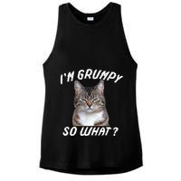 Angry Cat Meme I'm Grumpy So What Ladies PosiCharge Tri-Blend Wicking Tank