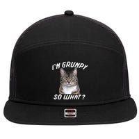 Angry Cat Meme I'm Grumpy So What 7 Panel Mesh Trucker Snapback Hat