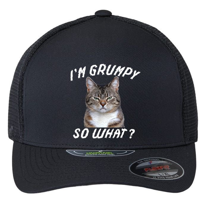 Angry Cat Meme I'm Grumpy So What Flexfit Unipanel Trucker Cap