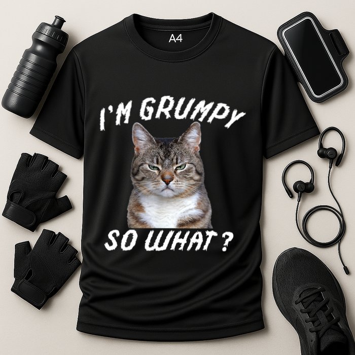 Angry Cat Meme I'm Grumpy So What Performance Shirt