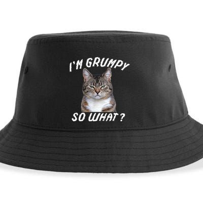Angry Cat Meme I'm Grumpy So What Sustainable Bucket Hat