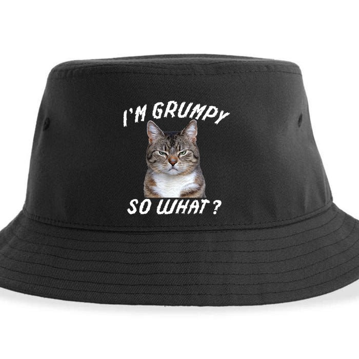 Angry Cat Meme I'm Grumpy So What Sustainable Bucket Hat