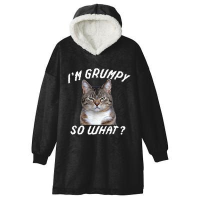 Angry Cat Meme I'm Grumpy So What Hooded Wearable Blanket