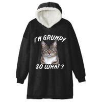 Angry Cat Meme I'm Grumpy So What Hooded Wearable Blanket