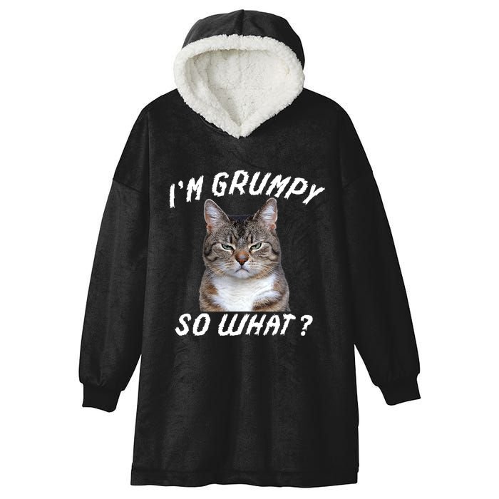Angry Cat Meme I'm Grumpy So What Hooded Wearable Blanket