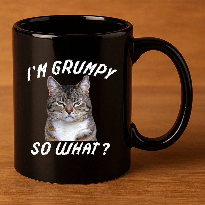 Angry Cat Meme I'm Grumpy So What 11oz C Handle Ceramic Mug